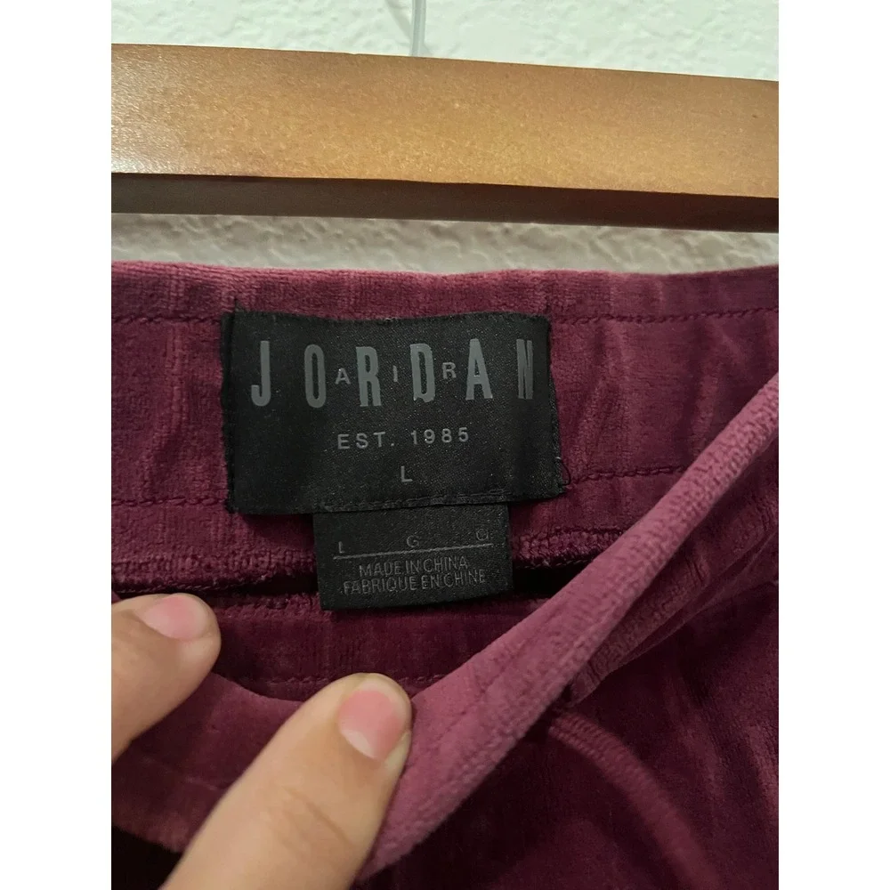 Jordan Mens Velour Sweatpants Burgundy Maroon Jumpman Joggers Large DV1624-612